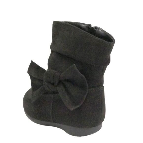 Wonder Nation Infant Black Side Zip Slouch Boots With Bow Detail Size 3 - Picture 8 of 10
